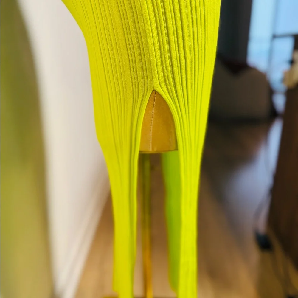 Zara Green Ribbed Cutout Dress - Picture 4 of 4